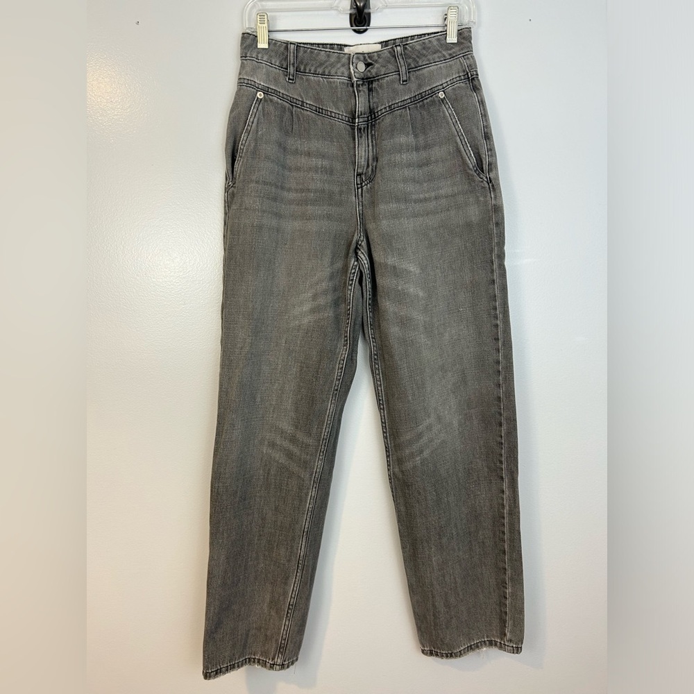 Ba&sh High Waisted Grey "Lady Jeans" Denim Mom Western Straight Leg Size M